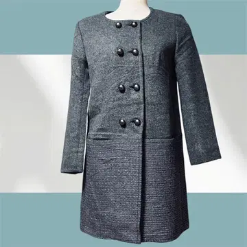 언타이틀 트위드 절개 노카라 자켓 그레이 M