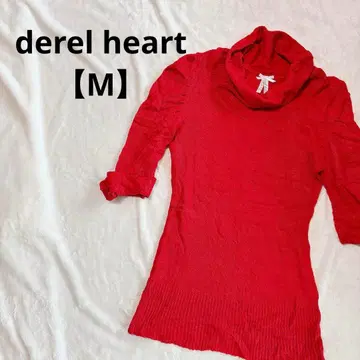 derel heart [M] 빨간색 니트 5부 기장 볼륨 넥 겨울 의류
