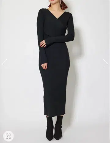 rienda 카슈쿨 워셔블 니트 원피스 블랙