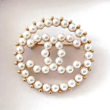 골드 컬러 빈티지 브로치 심플형 펄