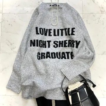 새상품급 프레임워크 알파카 혼방 로고 인터샤 니트 그레이