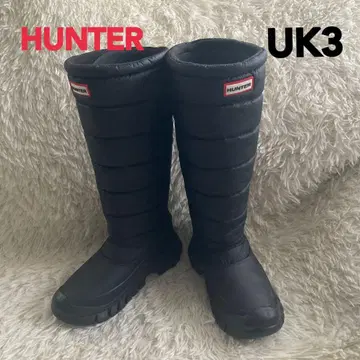 HUNTER 블랙 다운 퀼팅 롱 부츠 스노우 부츠 UK3