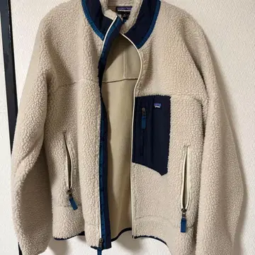 patagonia 플리스 자켓 M 베이지/네이비