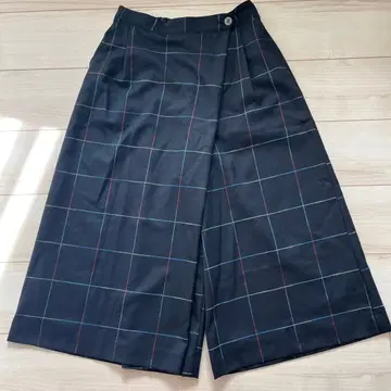 뉴요커 크롭 스커트풍 와이드 팬츠 체크 네이비 11호