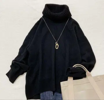 Spick&Span 캐시미어 울 터틀 풀오버 캐시미어 혼방 블랙