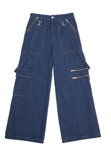 [ Boka nii Loo ] 지퍼 서스펜더 데님 팬츠