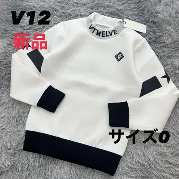새상품 V12 맨투맨 풀오버 모크넥 종이상자 니트 화이트