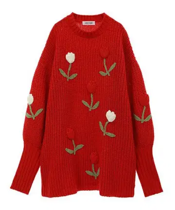 캔디 스트리퍼 튤립 니트 원피스 레드 빨간색