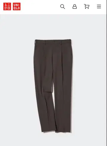 [미] 유니클로 턱 테이퍼드 팬츠 와이드 핏 다크 브라운 사이즈 M