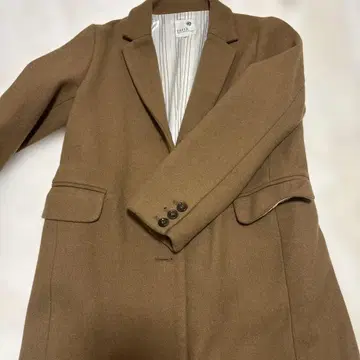 브라운 체스터 코트 울 혼방