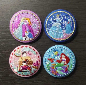 DisneyCharacters 자수 캔뱃지 비스킷 2 미사용 새상품 4종