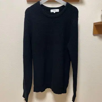 ROSSO 워셔블 스트레치 와플 크루넥 풀오버 블랙 M