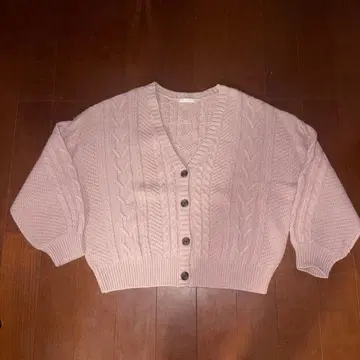 핑크 케이블 니트 가디건