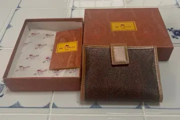 에트로 ETRO 브라운 가죽 접이식 지갑 박스 포함 미사용 자택 보관품