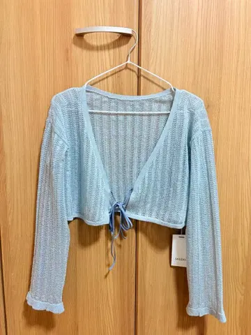 라이트 블루 메쉬 가디건