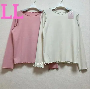 시마무라 ayano 리브 메로우 T셔츠 긴팔 핑크 그린 LL