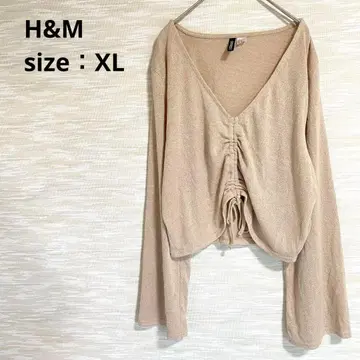 H&M 크롭 긴팔 니트 [ XL ] 플레어 소매 셔링 개더 1312