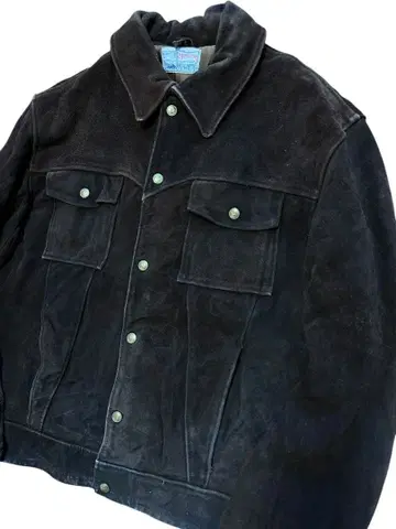 70s sprung 스웨이드 가죽 라카 자켓 CANADA 제 XL