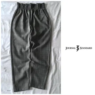저널 스탠다드 글렌체크 개더 테이퍼드 팬츠
