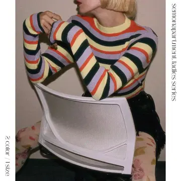 SEMON 보더 니트 여성용 미사용 새상품