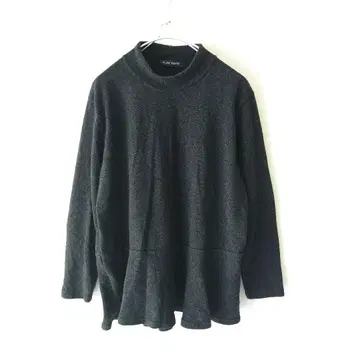 밑단 페플럼 튜닉 니트 티셔츠 모크넥 블랙 한국