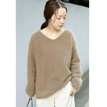 새상품급 Plage 복슬복슬 Fur V넥 니트 풀오버 가벼운 2way