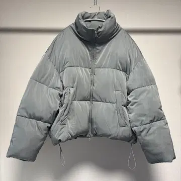Loose 오버 숏 하이넥 패딩 자켓 애쉬 그레이 M