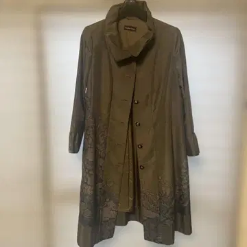Kiyoko Koga 꿈 공방 올리브 그린 롱 코트 기모노로 만드는 의류