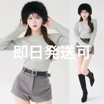 다리치 DR 비쥬 플라워 리브 니트탑