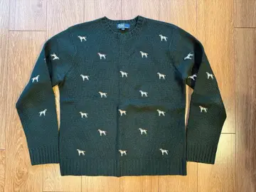 Polo 개 자수 다크 그린 스웨터