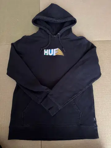HUF 블랙 후드 부착 후드티