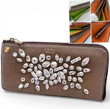 레어 럭셔리 스와로브스키 A.D.M.J 장지갑 그레이지 L자 지퍼