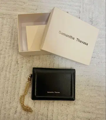 사만다 타바사 패스 케이스 체인 포함 블랙 (라메) x 라벤더 미사용