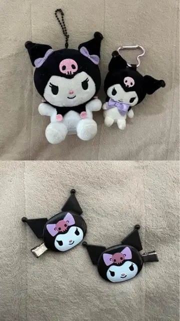 산리오 쿠로미 마스코트 키링 헤어 클립 3종 세트