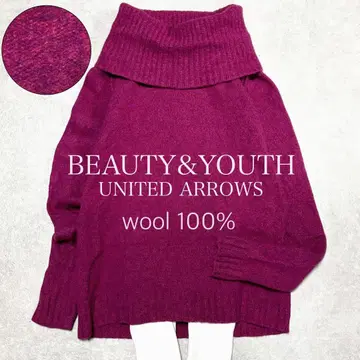 레어 컬러 BEAUTY&YOUTH 울 100% 터틀 니트 핑크