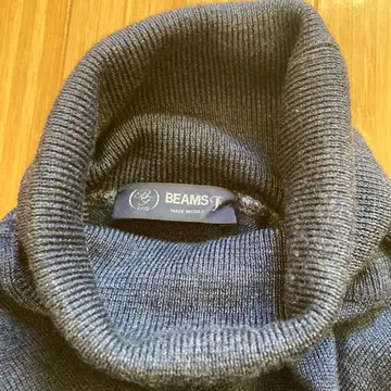 BEAMS F 터틀넥 이너 니트 Size48 인디고 블루