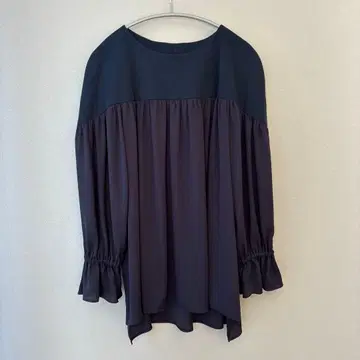 DIARIUM 디아리움 이소재 쉬폰 블라우스 일본제 M 네이비