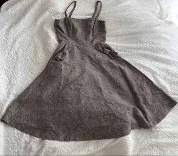 네프 트위드 오버롤 스커트 리본