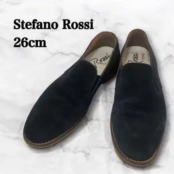 스테파노 로시 천연 가죽 스웨이드 로퍼 네이비 26cm