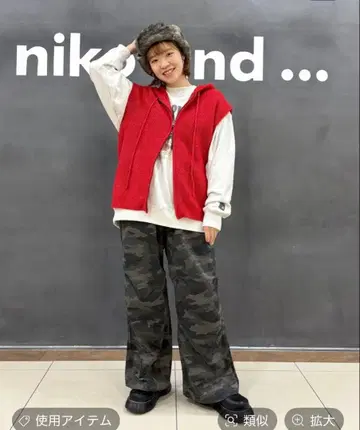 시착만 한 상품 니코앤드 ZIP 니트 후디 베스트 빨간색