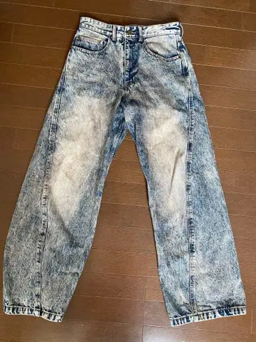 워시드 와이드 데님 블루 계열