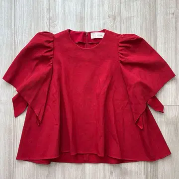 [새상품급] CYCLAS 반팔 블라우스 소매 프릴 레드 36 S