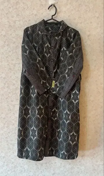 기모노 리메이크 셔츠 원피스 오시마 명주 순수 실크 M 사이즈