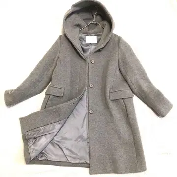 새상품급 UNTITLED 후드 그레이 체인 롱 코트 그레이 고급스러움