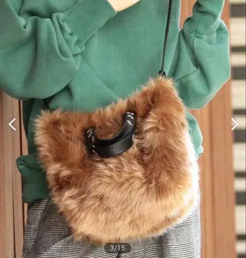 luminarico 브라운 인조 모피 숄더백 별 스터드