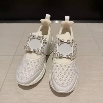 비쥬 장식 통굽 스니커즈 화이트 24cm