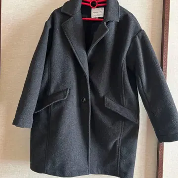 다크 그레이 체스터 코트 M 체크 플리스 따뜻한 겨울 옷깃