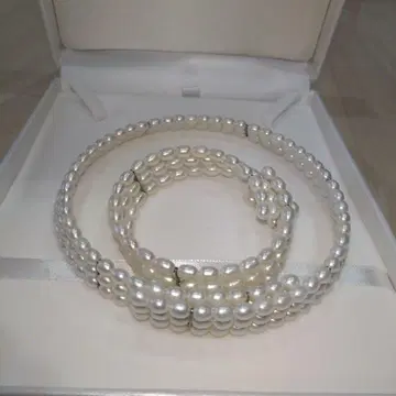화이트 펄 2단 목걸이 케이스 포함