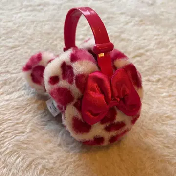 디즈니 레오파드 무늬 핑크 리본 포함 퍼 귀도리