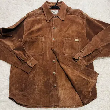 컨디션 최상 워시앤웨어 레더 자켓 로고 버튼 브라운